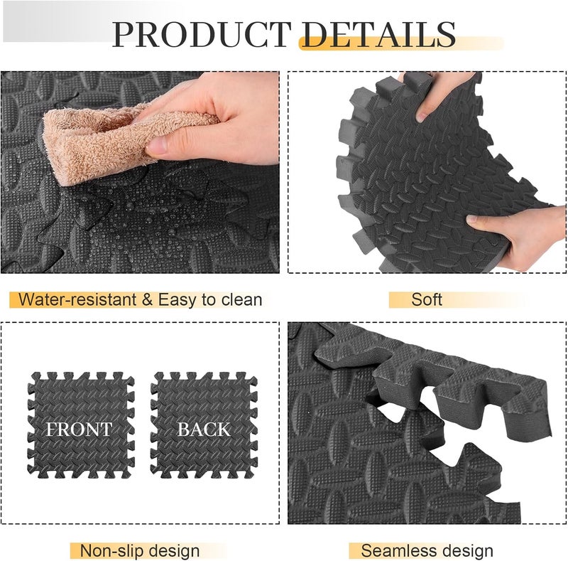 Arrowbash 12x12x1 Inch EVA Thick Interlocking Foam Floor Tiles Puzzle Exercise Mat Foam Mats for Home Gym Pets(Black,12) - Image 3